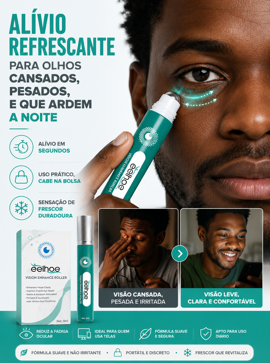 Eelhoe Vision Roller — Alívio Refrescante para Olhos Cansados