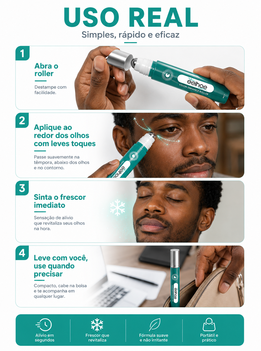 Eelhoe Vision Roller — Alívio Refrescante para Olhos Cansados