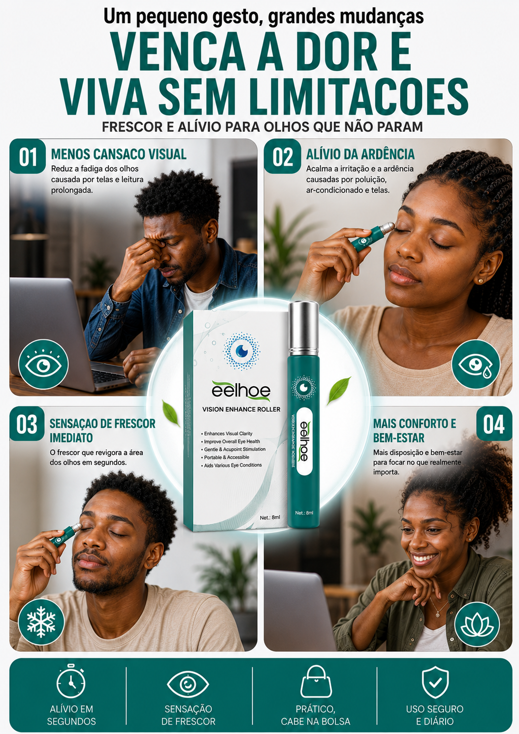 Eelhoe Vision Roller — Alívio Refrescante para Olhos Cansados