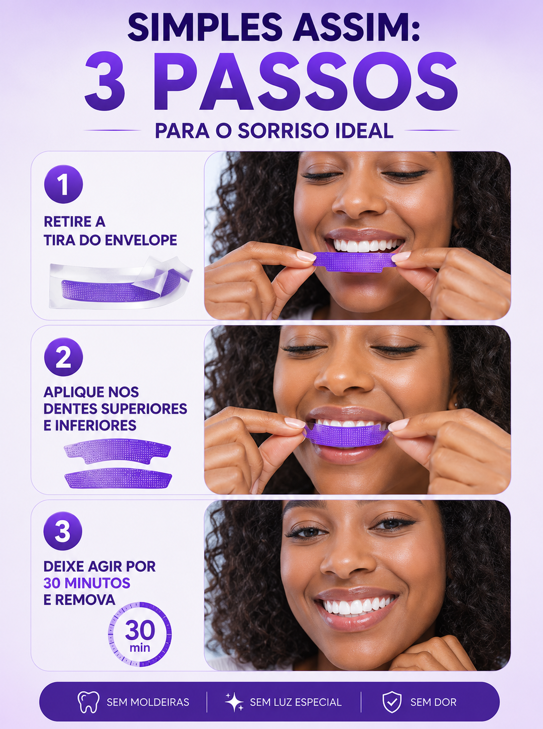 Purple Whitening Strips - Fitas Branqueadoras Roxas.