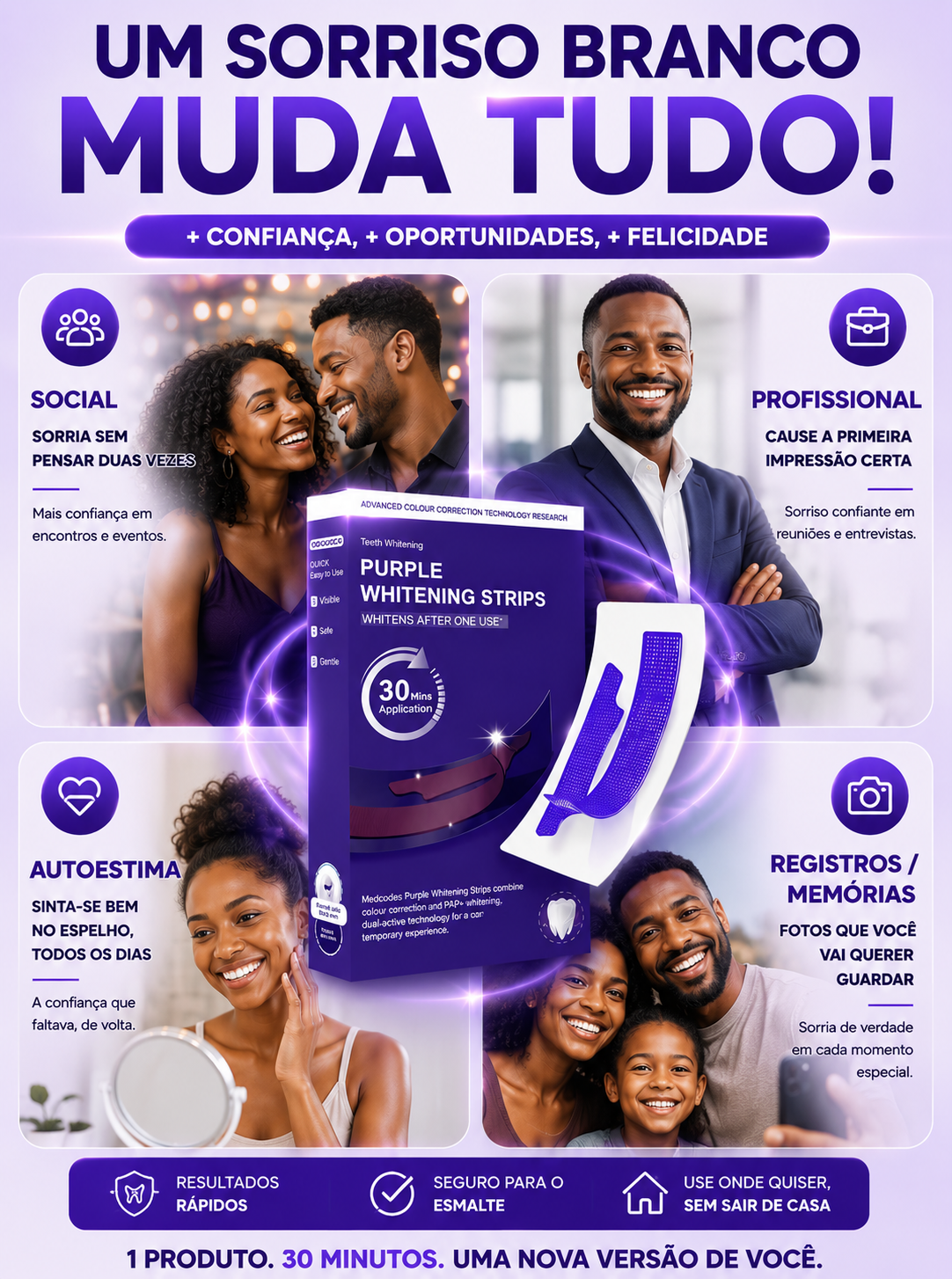 Purple Whitening Strips - Fitas Branqueadoras Roxas.
