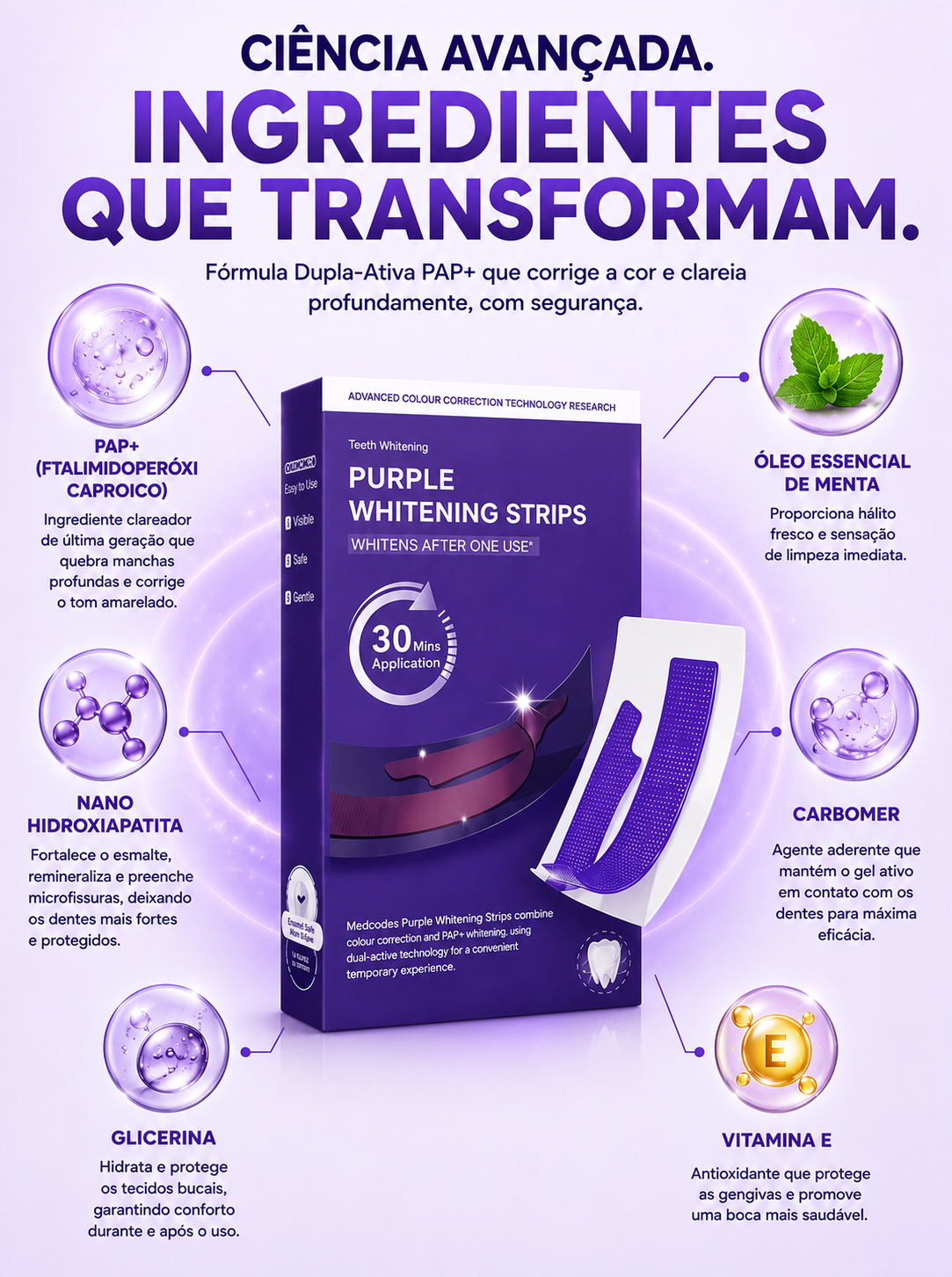 Purple Whitening Strips - Fitas Branqueadoras Roxas.