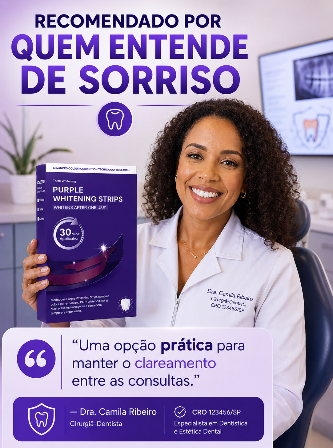 Purple Whitening Strips - Fitas Branqueadoras Roxas.